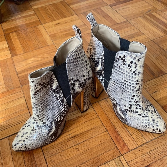 bcbg snakeskin booties